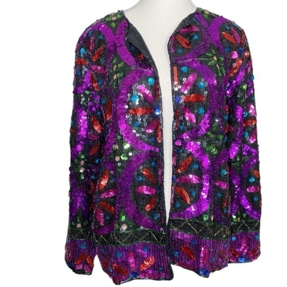 Unbranded Vintage Colorful Sequin Women's Silk Blazer
